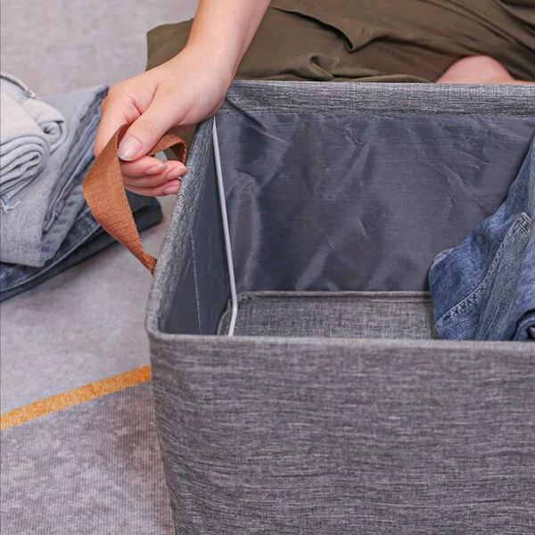 Picture of Storage Box - Heavy Duty Fabric and Sturdy Metal Frame, Perfect for Closet or Wardrobe Use-Ash
