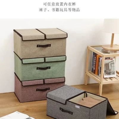 Picture of Cloth Storage Box  With Cover / Cloth Organizer-Ash