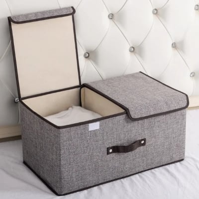 Picture of Cloth Storage Box  With Cover / Cloth Organizer-Ash