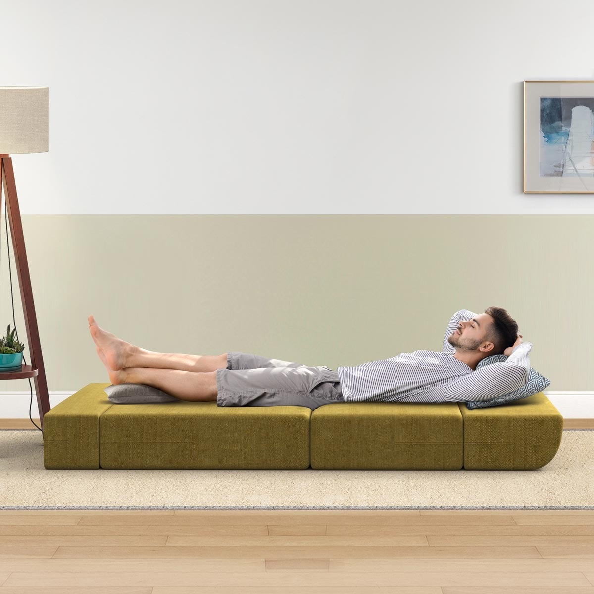 Picture of REGAL Sofa Cum Bed-Yellow SCB-205-6-2-07(SEMI DOUBLE)(Febric-2120)
