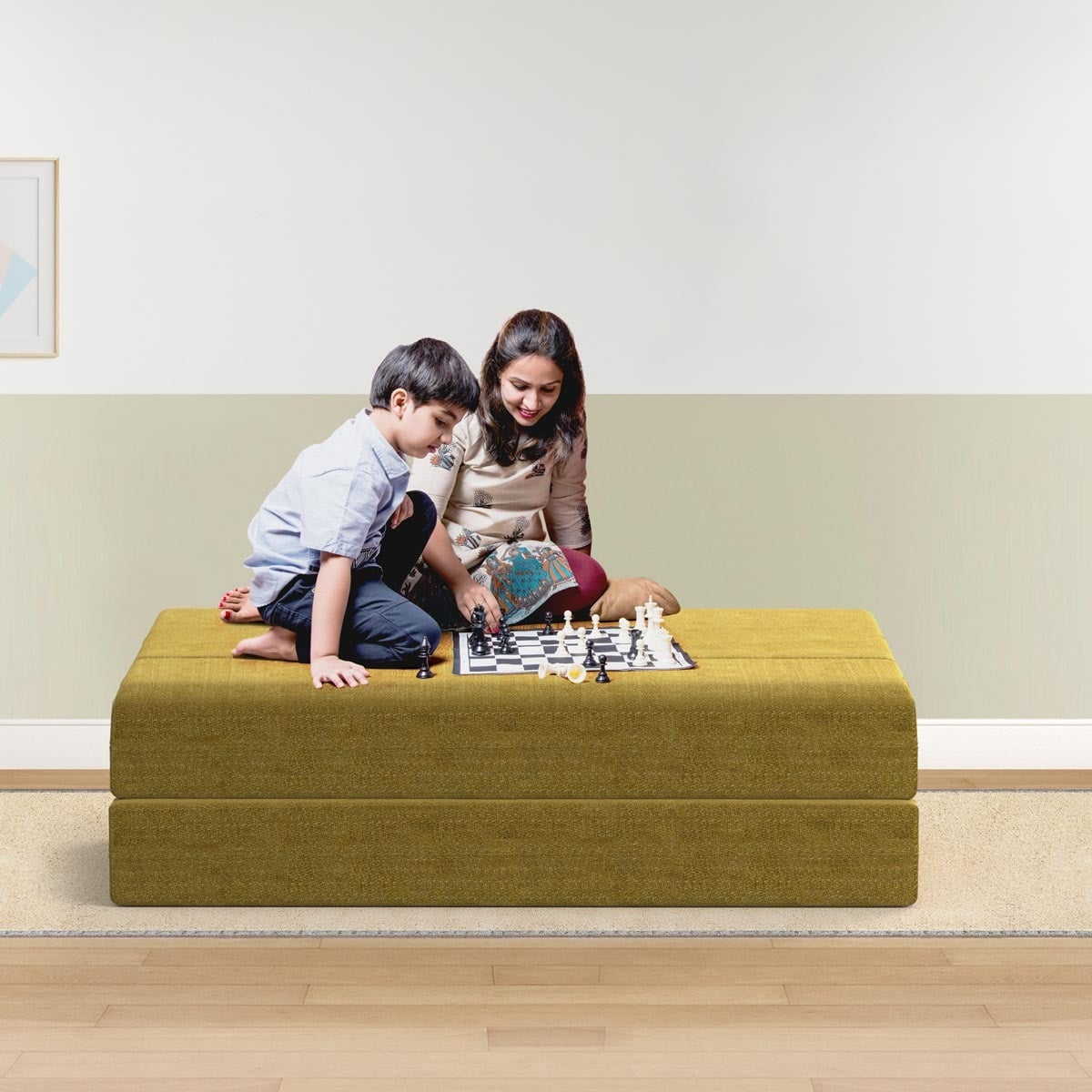 Picture of REGAL Sofa Cum Bed-Yellow SCB-205-6-2-07(SEMI DOUBLE)(Febric-2120)