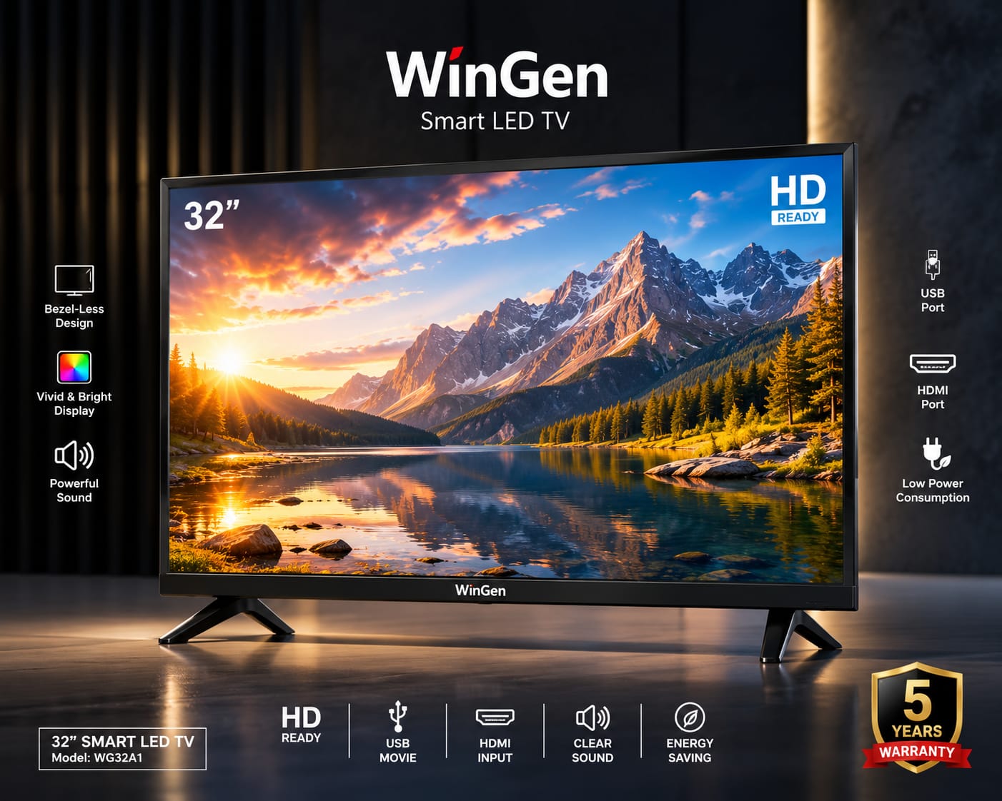 Picture of wingen 32'' Framless smart android tv  WG32DG7H