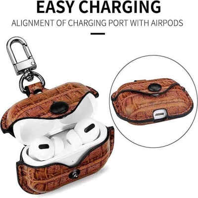 Picture of MODOS LOGICOS Apple Airpods 3 Case, PU Leather Case Compatible with Apple Airpods 3 / Airpods Pro Charging Case - Brown