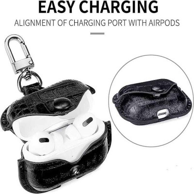 Picture of MODOS LOGICOS Apple Airpods 3 Case, PU Leather Case Compatible with Apple Airpods 3 / Airpods Pro Charging Case - Black