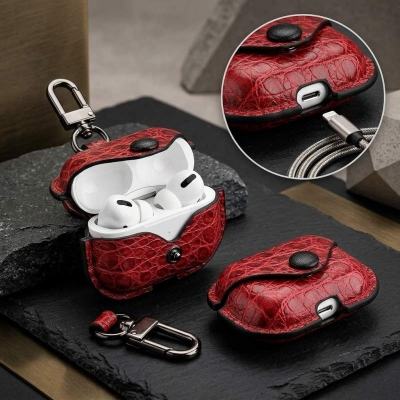 Picture of MODOS LOGICOS Apple Airpods 3 Case, PU Leather Case Compatible with Apple Airpods 3 / Airpods Pro Charging Case - Red