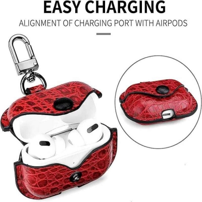 Picture of MODOS LOGICOS Apple Airpods 3 Case, PU Leather Case Compatible with Apple Airpods 3 / Airpods Pro Charging Case - Red