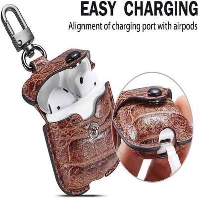 Picture of MODOS LOGICOS Apple Airpods 3 Case, PU Leather Case Compatible with Apple Airpods 3 / Airpods Pro Charging Case - Brown