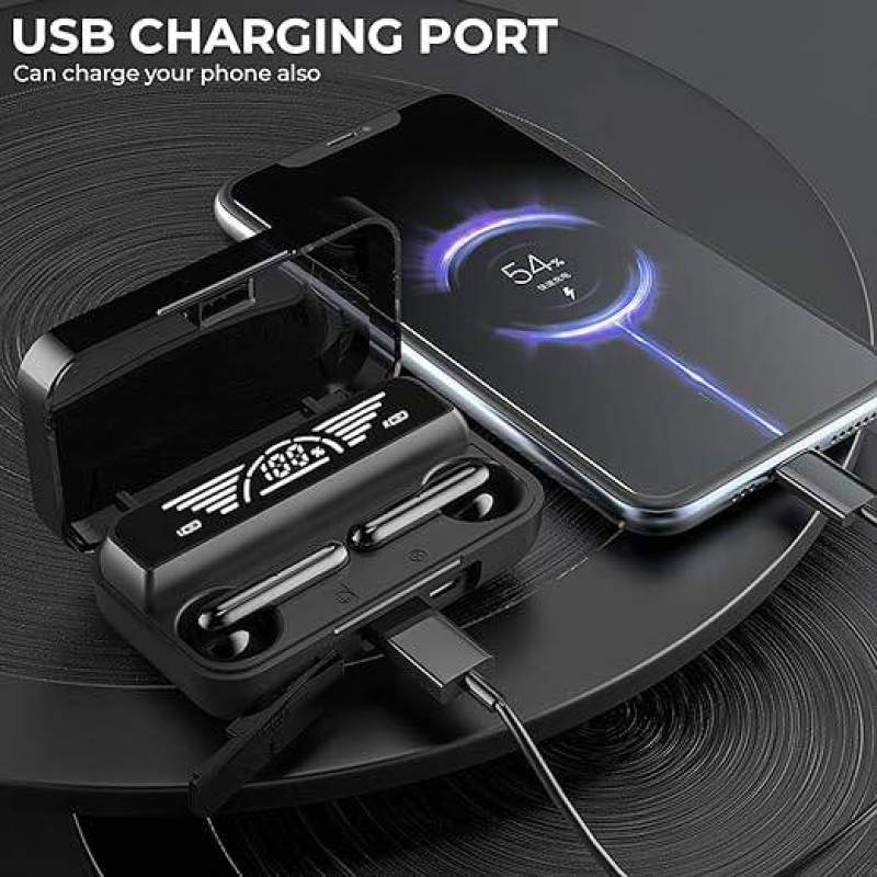 Picture of M29 Pro New Trending Fashion Headphones Tws Earbuds Bt 5.2 Mini Wireless Earbud Earphone With Flash Light - Bluetooth Headphone - Black