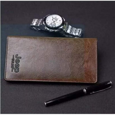 Picture of Jeep Chocolate Artificial Leather Long Wallet for Men