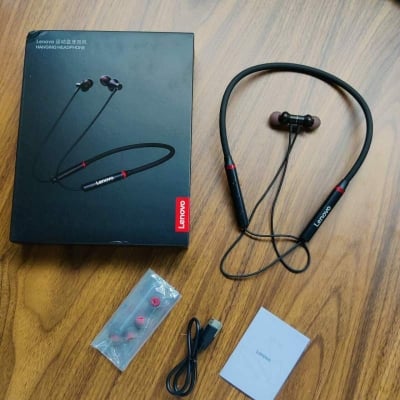 Picture of Lenovo HE05 Wireless In-Ear Neckband Earphones - Black - Black