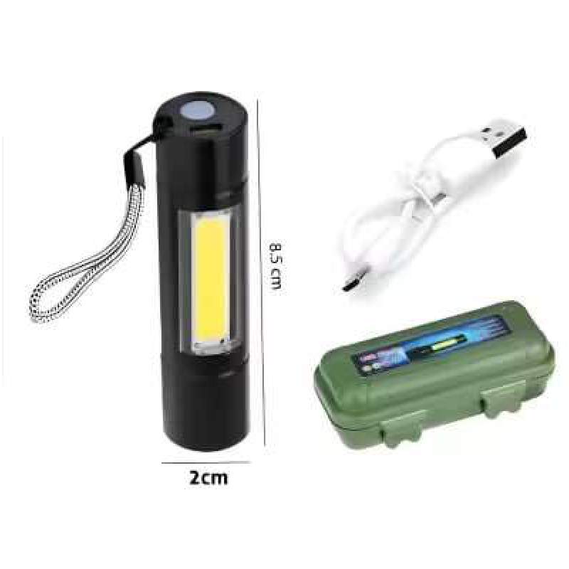 Picture of Rechargeable Flashlight Torch LED USB Portable Torch 3 Modes Mini Camping Lighting Torch Light - Black