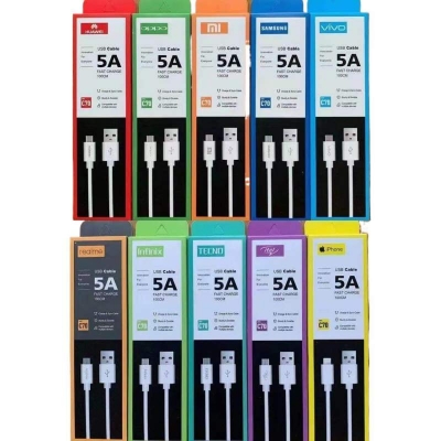 Picture of Micro USB Cable 5A Super Charging For Samsung, Xiaomi ,vivo,realme Andriod Mobile Phone Fast Charger Wire Usb Data Cords Typ-B - White