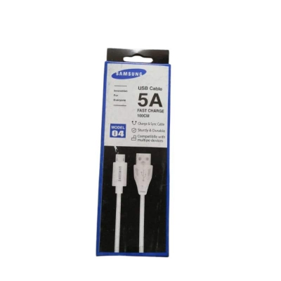 Picture of Micro USB Cable 5A Super Charging For Samsung, Xiaomi ,vivo,realme Andriod Mobile Phone Fast Charger Wire Usb Data Cords Typ-B - White
