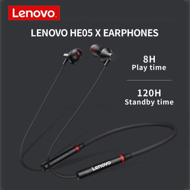 Picture of Lenovo HE05X Wireless Bluetooth 5.0 Neckband Headphones IPX5 Waterproof 8H Playtime - Black