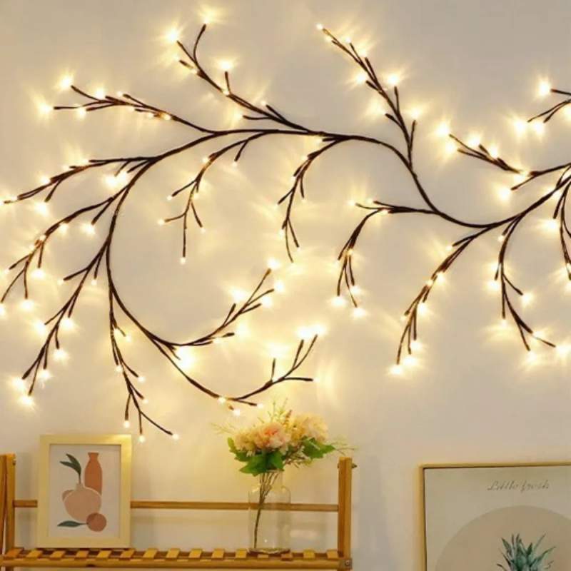 Picture of LED Tree Branch Lights for Wall Rose Lights with Remote and 8 Lighting Modes Rose Garland Willow Rose Vine Light for Bedroom Indoor Wall Wedding Valentines Day Decor (Rose 1.8M 96LEDs) LED Tree Branch Lights for Wall Rose Lights with Remote and 8 Lighting - Multicolor