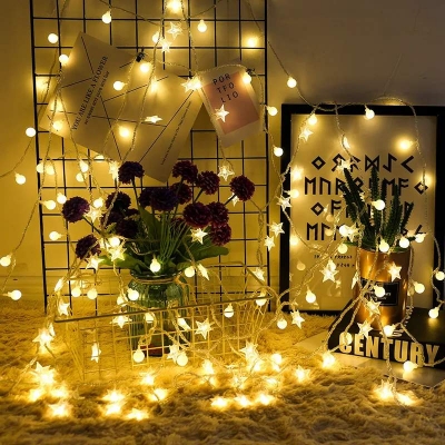 Picture of LED star lamp atmosphere lamp camping lamp ball lamp string birthday layout bedroom net red decorative small colored lamp wholesale - gold and ball