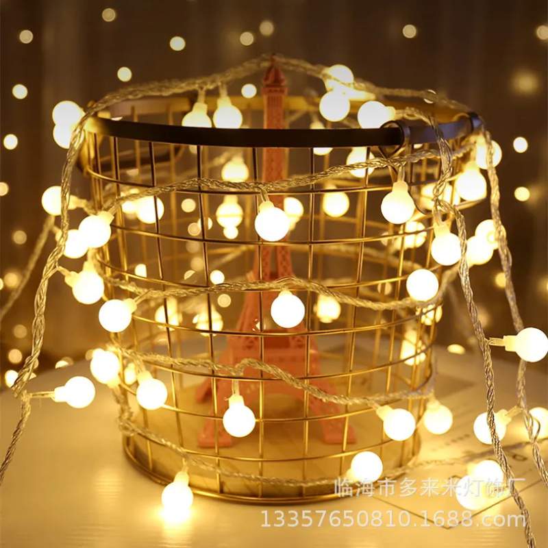 Picture of LED star lamp atmosphere lamp camping lamp ball lamp string birthday layout bedroom net red decorative small colored lamp wholesale - gold and ball