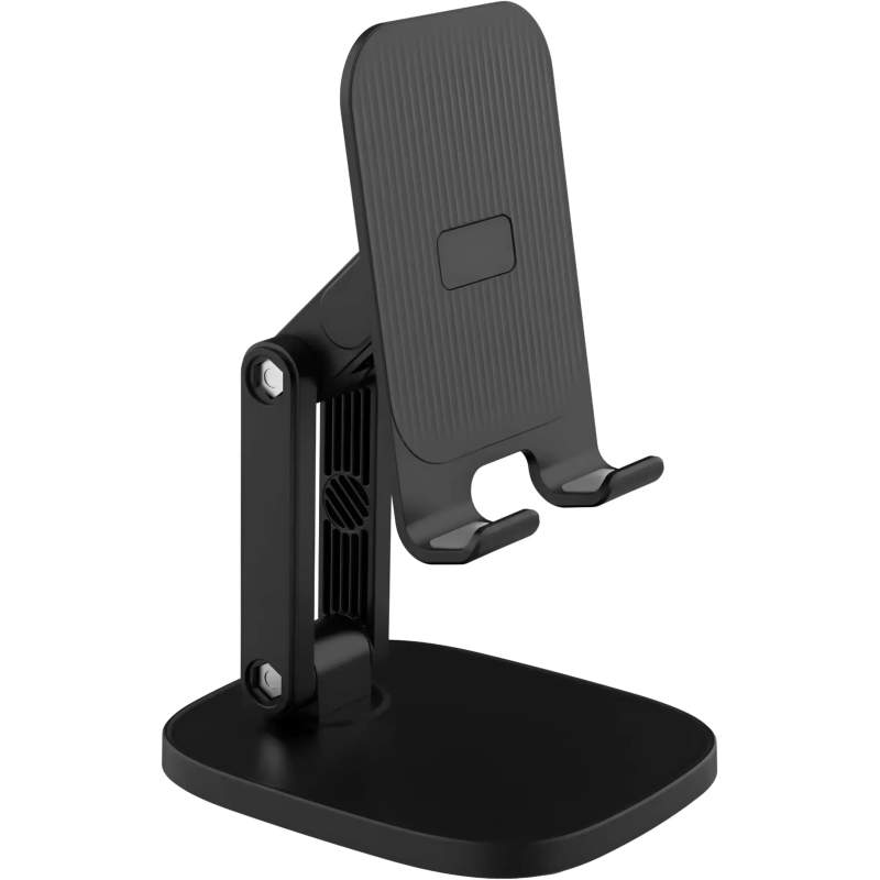 Picture of BY-556 Fully Adjustable Foldable Alloy Desktop Phone Holder Adjustable Angle Height 360 Degree Rotating Cradle Dock Mobile Stand Compatible With All Mobile/Tablet Devices Under - Black