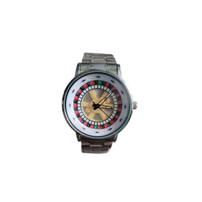 Picture of Branded Men's Roulette Casino Watch Fashionable Colorful 360 Rotating Dial Casual Silver and Black Stainless Steel Men's &Boy's Gift Watch - Multicolor
