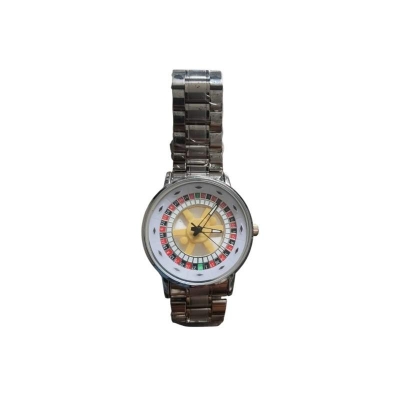 Picture of Branded Men's Roulette Casino Watch Fashionable Colorful 360 Rotating Dial Casual Silver and Black Stainless Steel Men's &Boy's Gift Watch - Multicolor