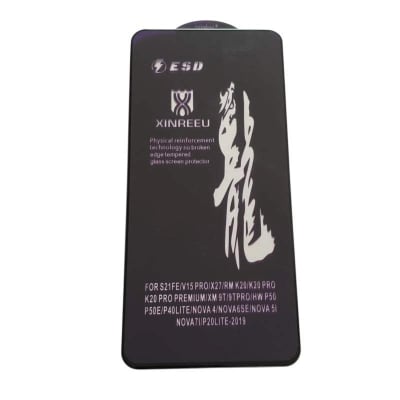 Picture of rainboo glass protector FOR model FOR S21FE/V15 PRO/X27/RM K20/K20 PRO K20 PRO PREMIUM/XM 9T/9TPRO/HW P50 P50E/P40LITE/NOVA 4/NOVA6SE/NOVA 51 NOVA71/P20LITE-2019 - Black
