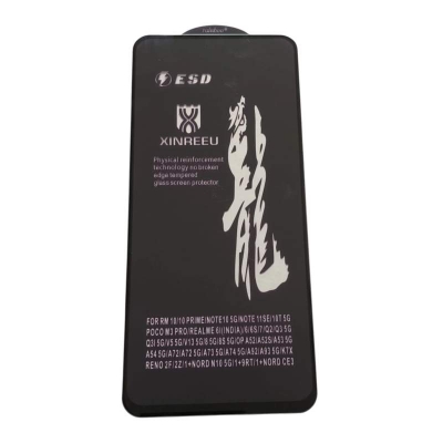 Picture of rainboo glass protector FOR model FOR RM 10/10 PRIME/NOTE10 5G/NOTE 11SE/10T 5G POCO M3 PRO/REALME 61 (INDIA)/6/6S/7/Q2/Q3 5G Q31 5G/V5 5G/V13 5G/8 5G/8S 5G/OP A52/A52S/A53 5G A54 5G/A72/A72 5G/A735G/A745G/A92/A93 5G/K7X RENO 2F/2Z/1+NORD N105G/1+9RT/1+NO - Black