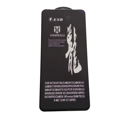 Picture of rainboo glass protector FOR model FOR HOT9/HOT40i/CAMON15/CAMON16S CAMON17/SPARK5/SPARK5PRO/SPARK7PRO SMART8/SMART8 HD/POP 8/SPARK20 SPARK20C/SPARK GO 2024/SPARK 40PRO HOT60PRO/CAMON 18Premier/SAM F52 5G R-ME 13/INF GT 30PRO - Black