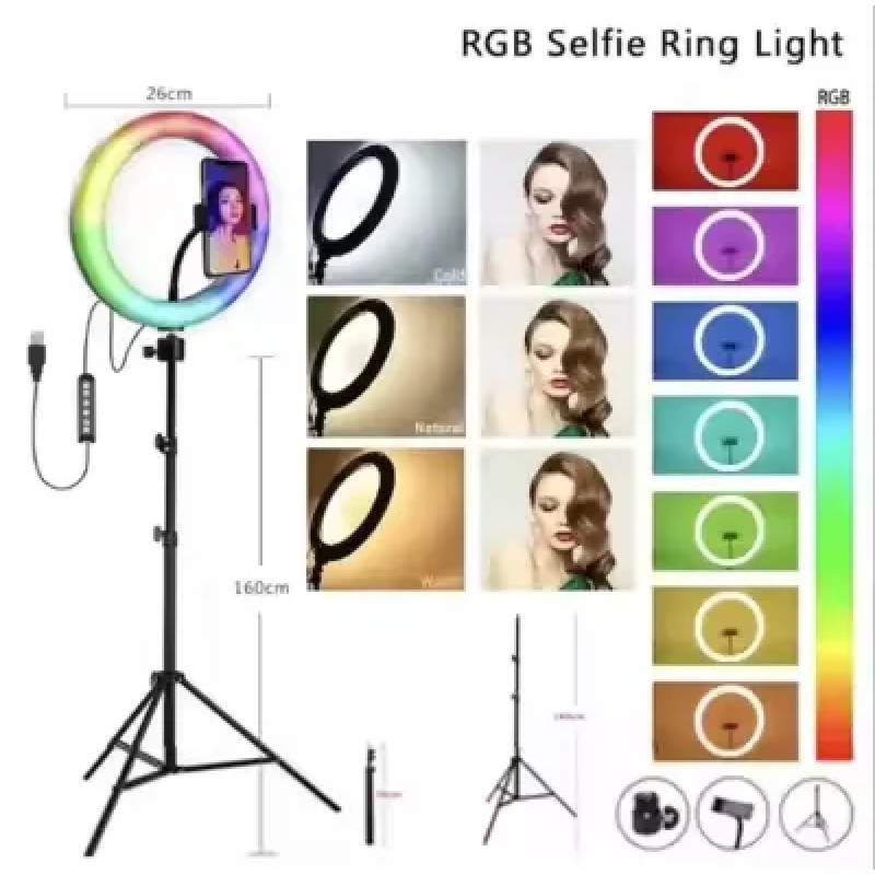 Picture of 10"Ring Light Photo Studio Camera Makeup 10"Ring Light Phones Video Live Light Lamp With Tripod For Canon Nikon - Ring Light - Black