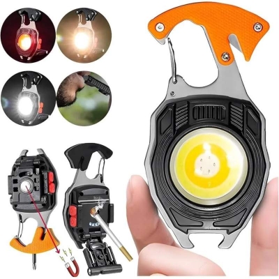 Picture of 6 In 1 Multifunctional Rechargeable Keychain Survival Light with Lighter GearUP SG-61 - Black