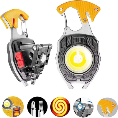 Picture of 6 In 1 Multifunctional Rechargeable Keychain Survival Light with Lighter GearUP SG-61 - Black
