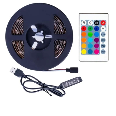 Picture of 5V low pressure RGB light strip USB colorful decoration self-adhesive cave board atmosphere light TV computer desktop LED lamp strip