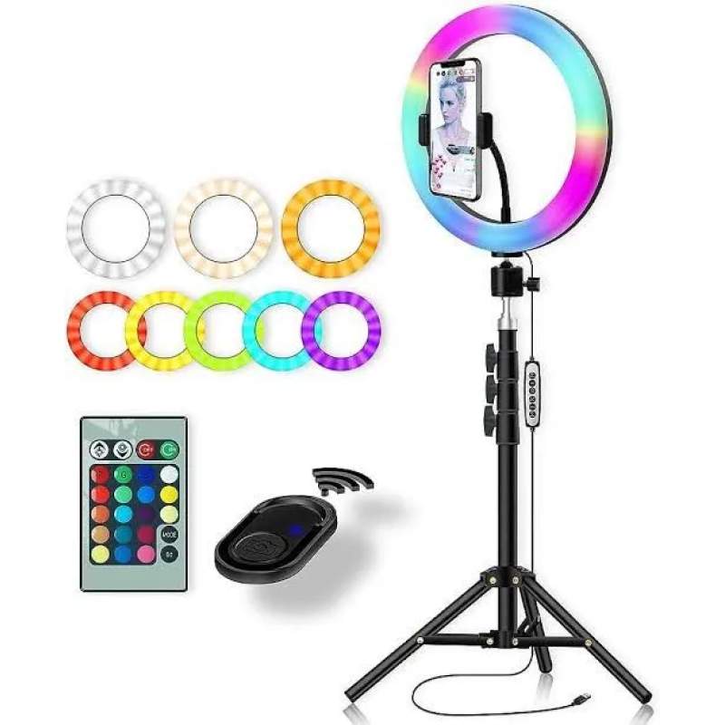 Picture of 14" MJ36 RGB LED soft ring light with stand for making video and photoshot - Black