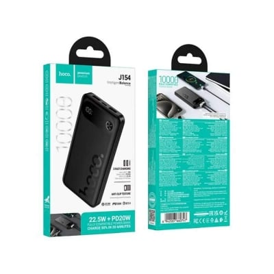 Picture of HOCO | J154 Victorious 10000mAh Power Bank | 22.5W Fast Charge + PD 20W | 3 Outputs (USB-A×2 22.5W, Type-C 20W) | Type-C 18W Input | LED Digital Display | For Android & iPhone - Black