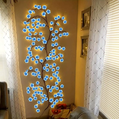 Picture of Blue Cherry Blossom LED Tree Branch Lights for Wall,8 Modes Cherry Blossom Lights with 144 LED,Remote,Timer,Cherry Blossom LED Vine Fairy Lights,Decorations for Bedroom,Wall Art,Christmas - Blue