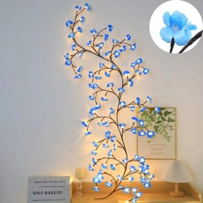 Picture of Blue Cherry Blossom LED Tree Branch Lights for Wall,8 Modes Cherry Blossom Lights with 144 LED,Remote,Timer,Cherry Blossom LED Vine Fairy Lights,Decorations for Bedroom,Wall Art,Christmas - Blue