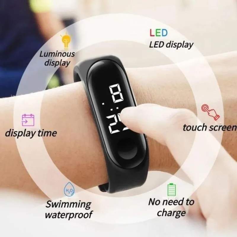 Picture of Led Sports Watch 30M Waterproof,Fshion Led Watch For Men,Silicon New Touch Watch - Black
