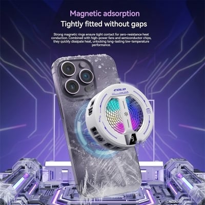 Picture of NEW Semiconductor Magnetic Clip Phone Cooler k36 with Digital Display Temperature RGB Lights Compatible for Iphone
