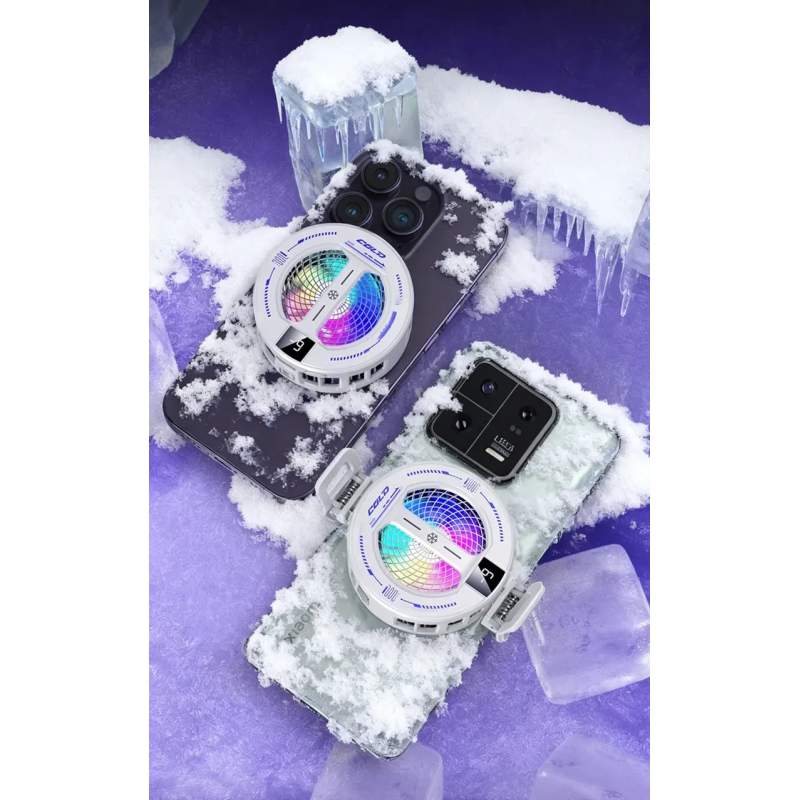 Picture of NEW Semiconductor Magnetic Clip Phone Cooler k36 with Digital Display Temperature RGB Lights Compatible for Iphone