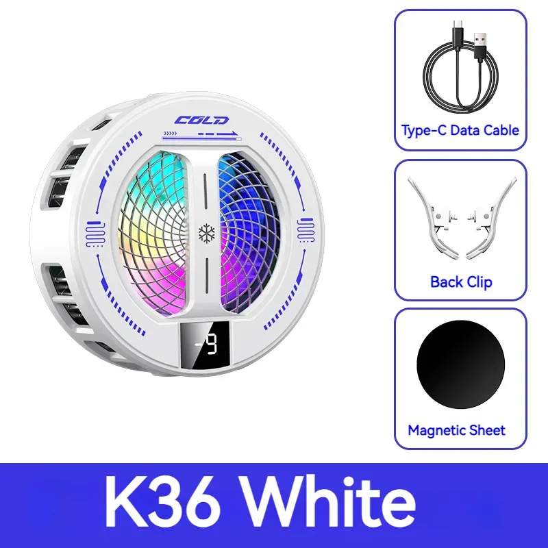 Picture of NEW Semiconductor Magnetic Clip Phone Cooler k36 with Digital Display Temperature RGB Lights Compatible for Iphone