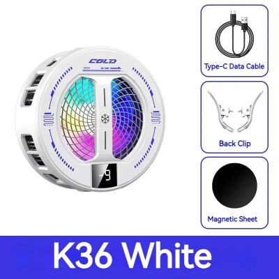Picture of NEW Semiconductor Magnetic Clip Phone Cooler k36 with Digital Display Temperature RGB Lights Compatible for Iphone
