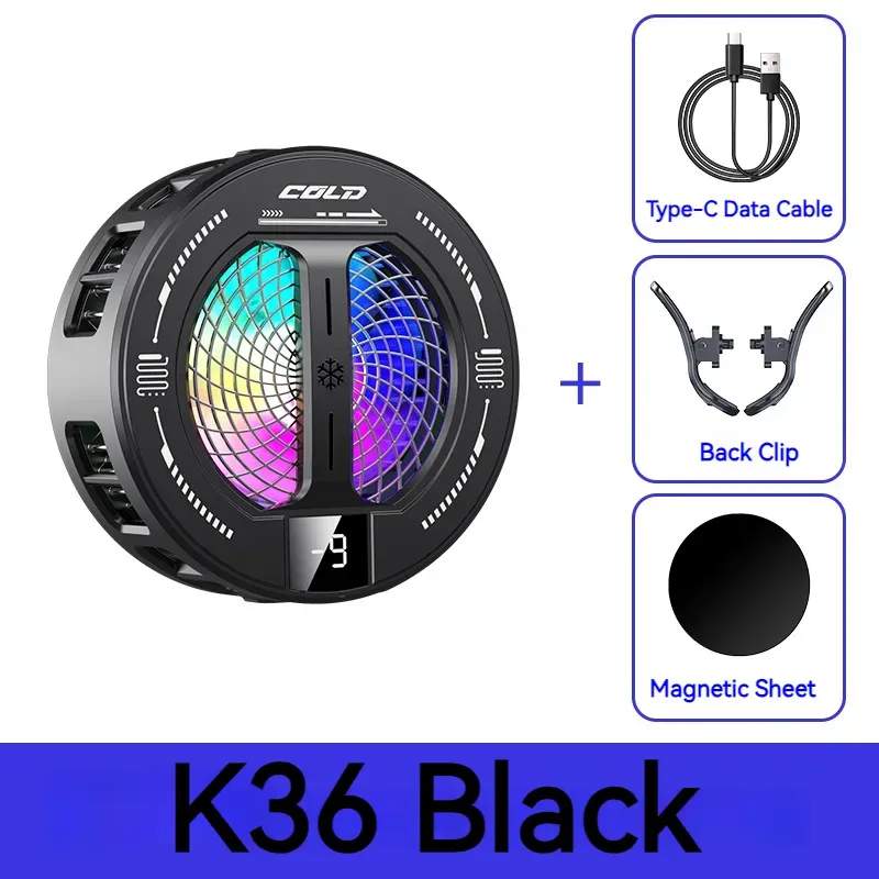 Picture of NEW Semiconductor Magnetic Clip Phone Cooler k36 with Digital Display Temperature RGB Lights Compatible for Iphone