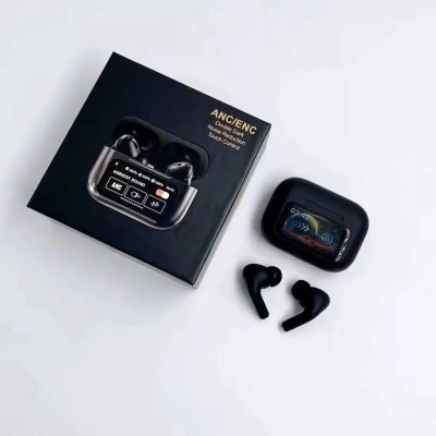 Picture of Airpods A9 Pro Touch Screen Display with ANC ENC TWS Earbuds - Black8+7