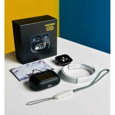 Picture of Airpods A9 Pro Touch Screen Display with ANC ENC TWS Earbuds - Black8+7