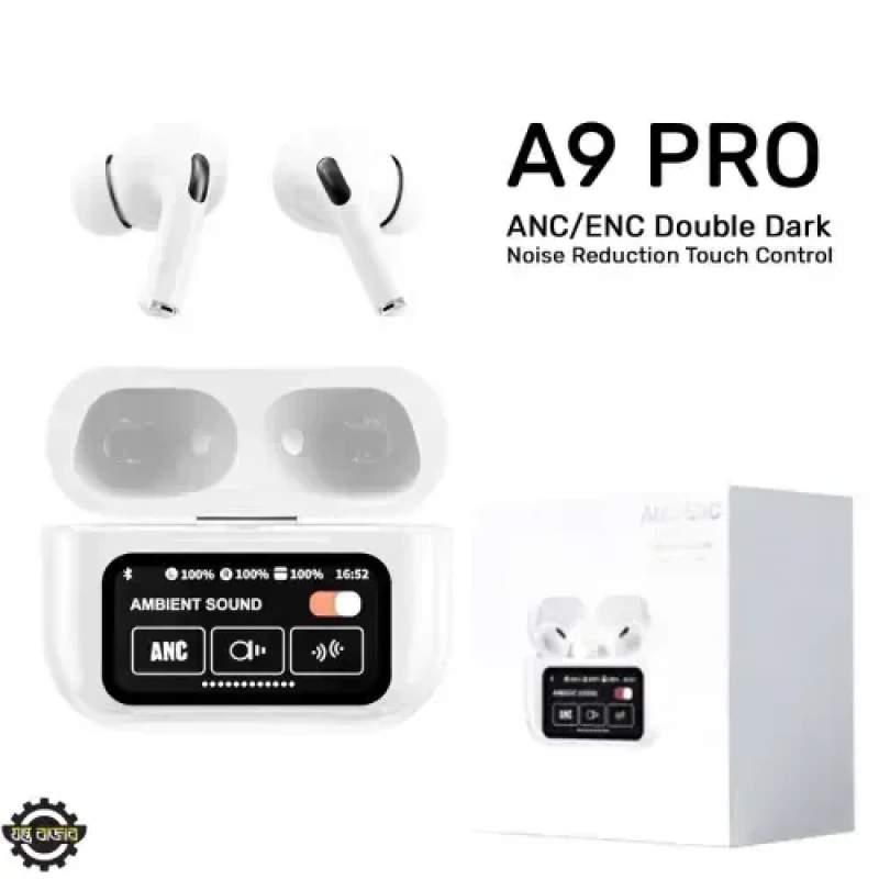 Picture of Airpods A9 Pro Touch Screen Display with ANC ENC TWS Earbuds - Black8+7