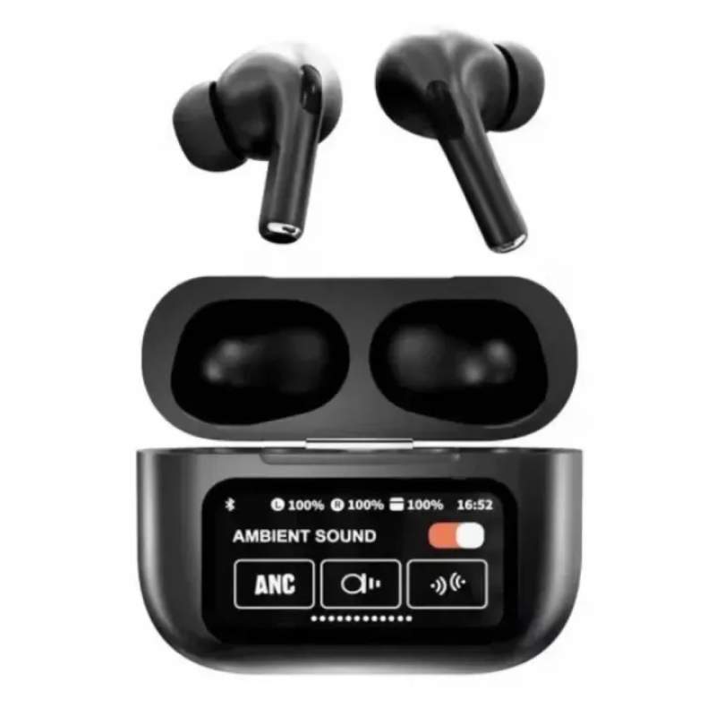Picture of Airpods A9 Pro Touch Screen Display with ANC ENC TWS Earbuds - Black8+7