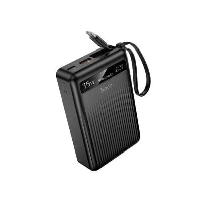 Picture of Hoco MMJ-04 20000mAh 35W PD Fast Charging Power Bank with Built-in Type-C Cable - Black