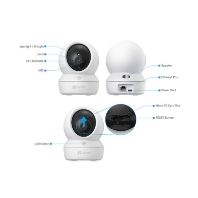 Picture of Ezviz H6c Pro 2K (4mm) (3.0MP) Wi-Fi Dome IP Camera #CS-H6c-R105-1L3WF - White