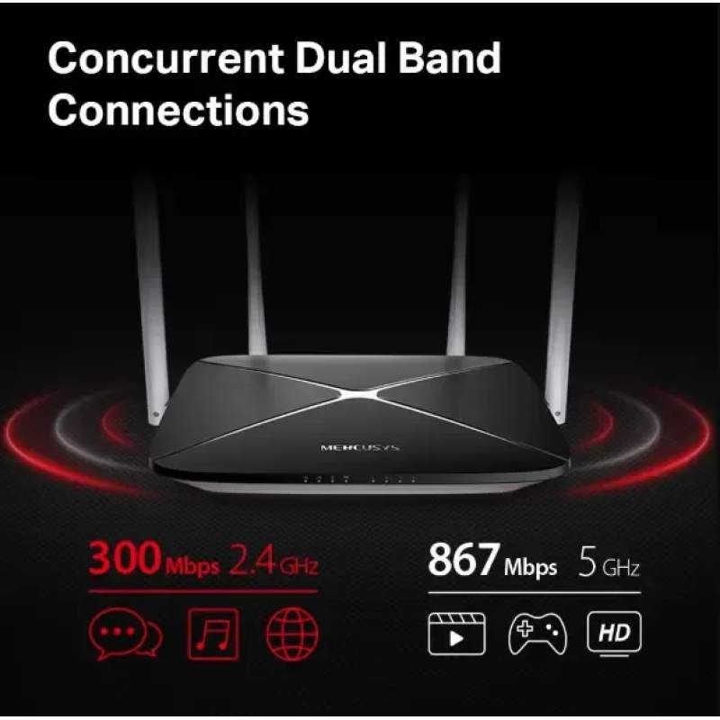 Picture of MERCUSYS AC12 AC1200 Dual-Band Wi-Fi Router - Black