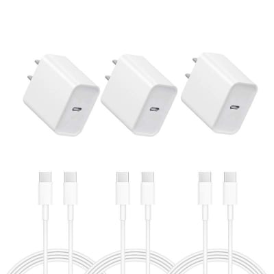 Picture of iPhone 17 16 15 Charger: Fast Charging - USB C Charger - i Phone 17 16 Charging with 3 Pack Cable for iPhone 17/17 Pro Max 16/16 Plus/16 Pro/16 Pro Max - White