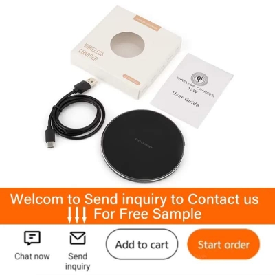 Picture of Desktop Round Design Wireless Quick Charging Type B Port Portable High Speed Multifunctional Intelligent Wireless Charger - Black